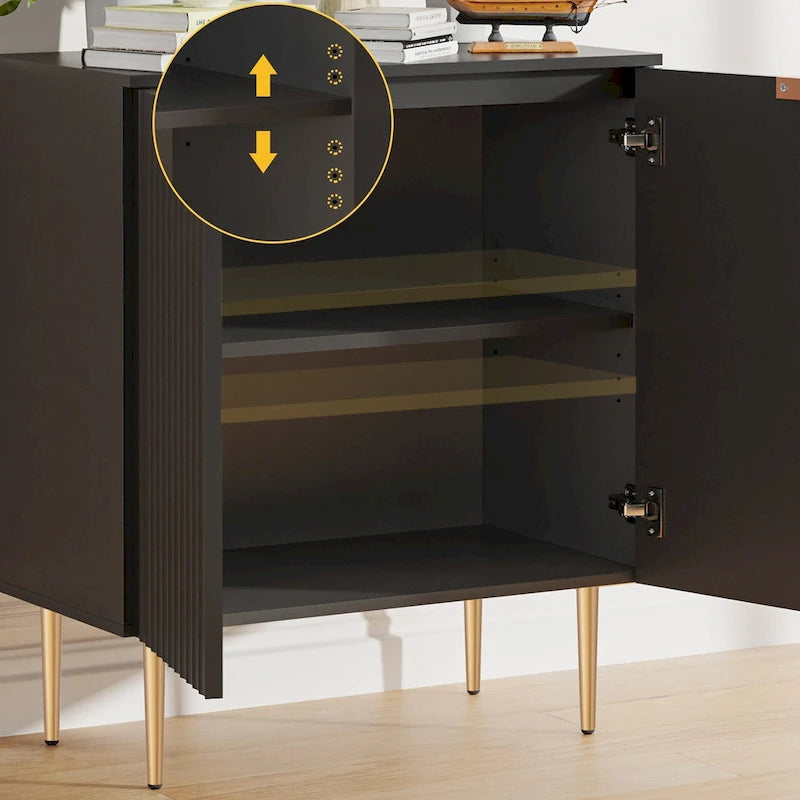 Sideboard Buffet Storage Cabinet with Adjustable Shelves - N/A