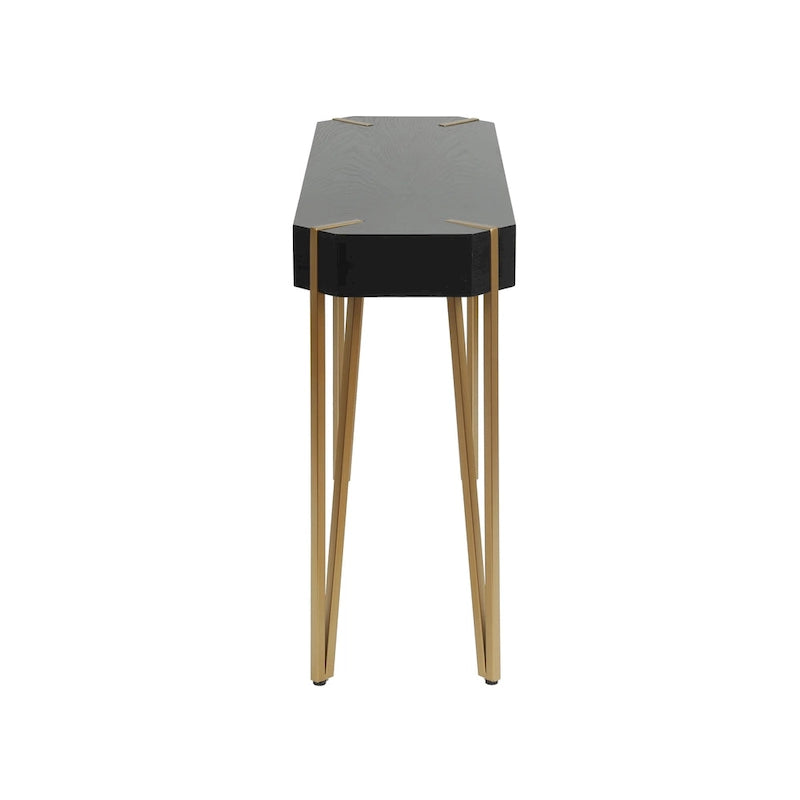Black Wood and Gold Metal Console and Entry Table - 30.25 H x 42 W