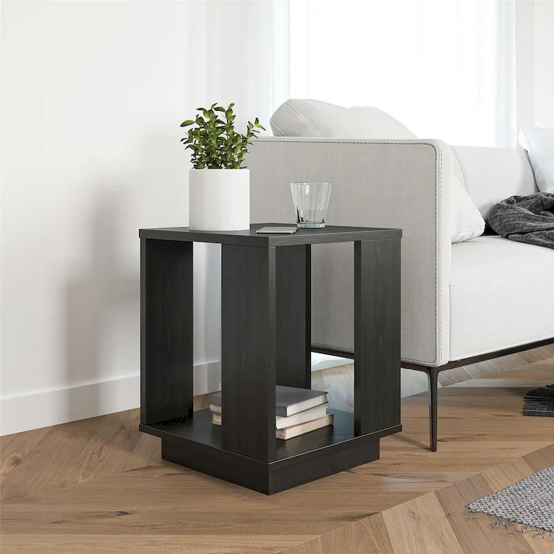 Contemporary Side Table, Sturdy Modern Accent End Table for Living Room, Easy Assembly