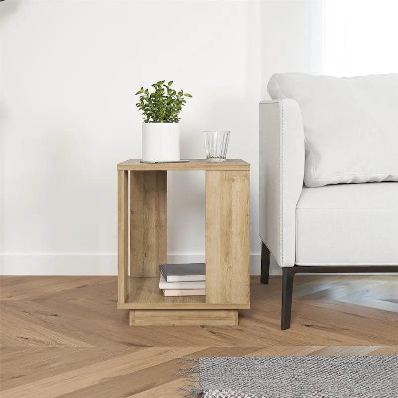 Contemporary Side Table, Sturdy Modern Accent End Table for Living Room, Easy Assembly
