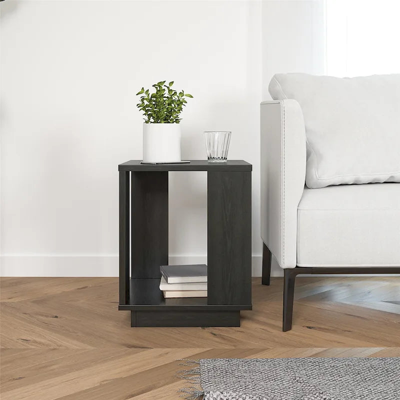 Contemporary Side Table, Sturdy Modern Accent End Table for Living Room, Easy Assembly