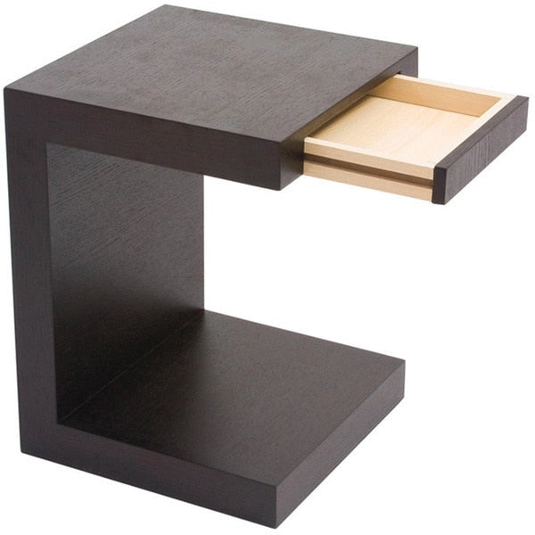 Wood C Shaped Accent Table