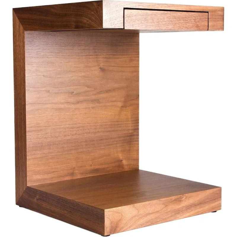 Wood C Shaped Accent Table