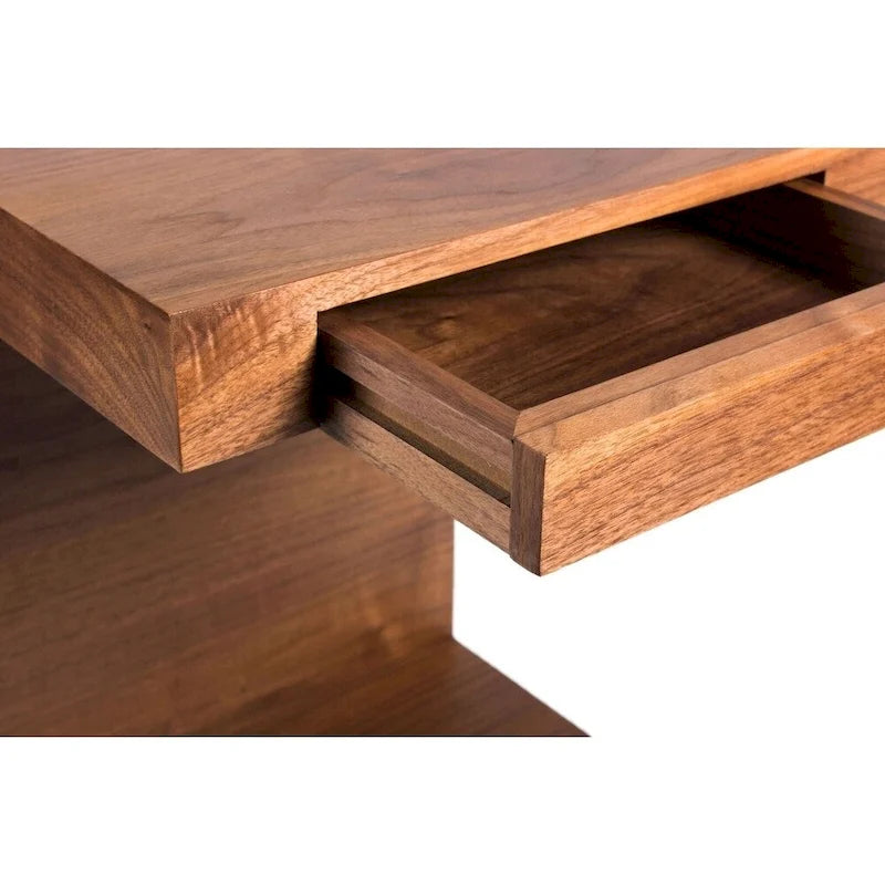 Wood C Shaped Accent Table