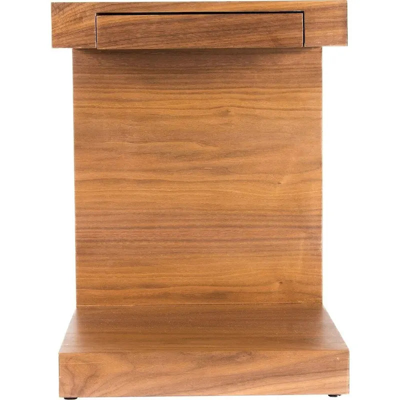 Wood C Shaped Accent Table