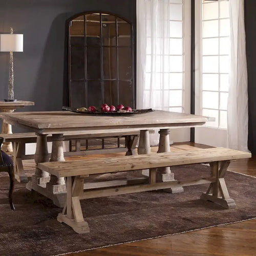 19 x 76 Solid Wood Farmhouse Trestle Base Dining