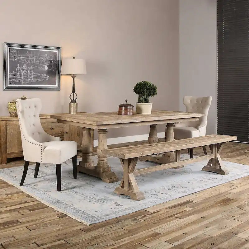 19 x 76 Solid Wood Farmhouse Trestle Base Dining
