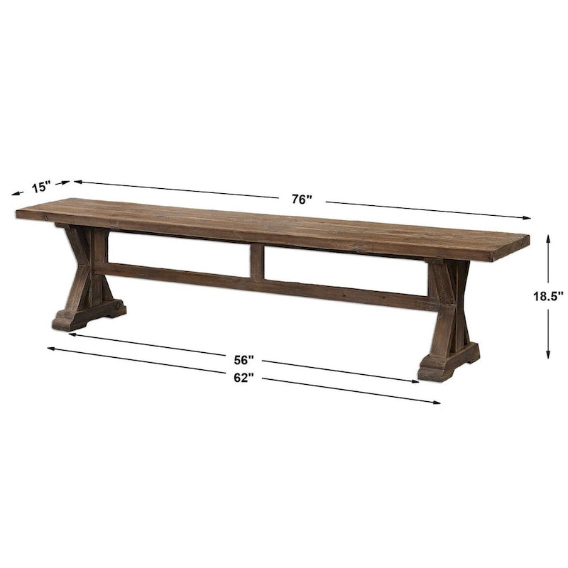 19 x 76 Solid Wood Farmhouse Trestle Base Dining