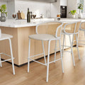 LeisureMod Ervilla Bar Stool with White Powder Coated Steel Frame Set of 2 - 37