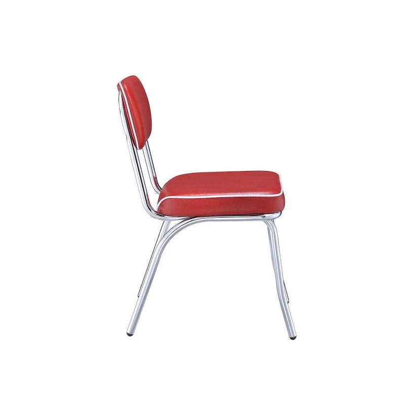 Chaise d’appoint de salle à manger rétro métallique rembourrée en cuir, lot de 2 - 32.5 H x 21 W x 17 L pouces