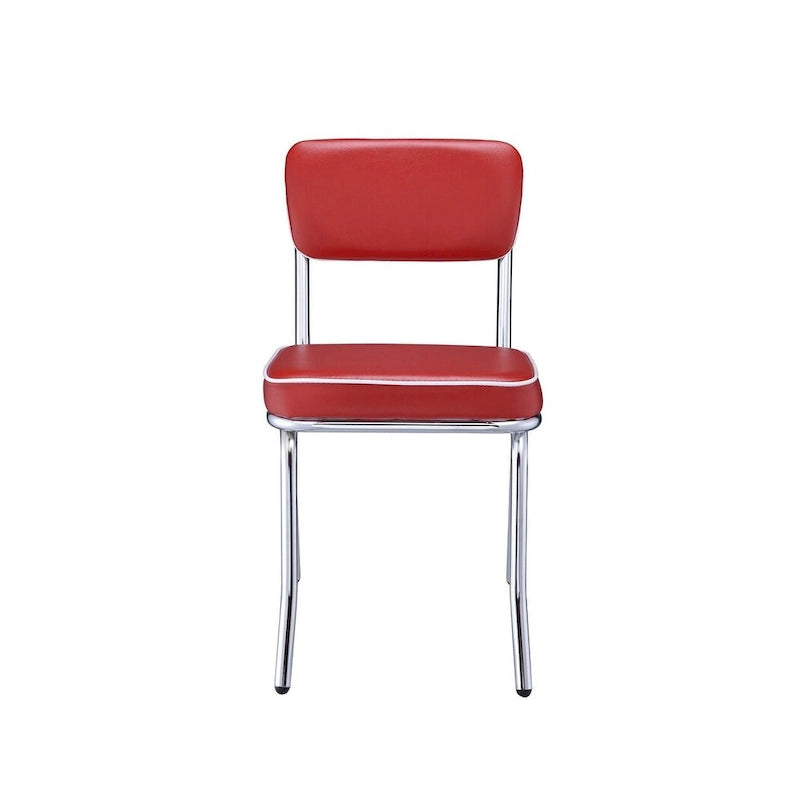 Chaise d’appoint de salle à manger rétro métallique rembourrée en cuir, lot de 2 - 32.5 H x 21 W x 17 L pouces