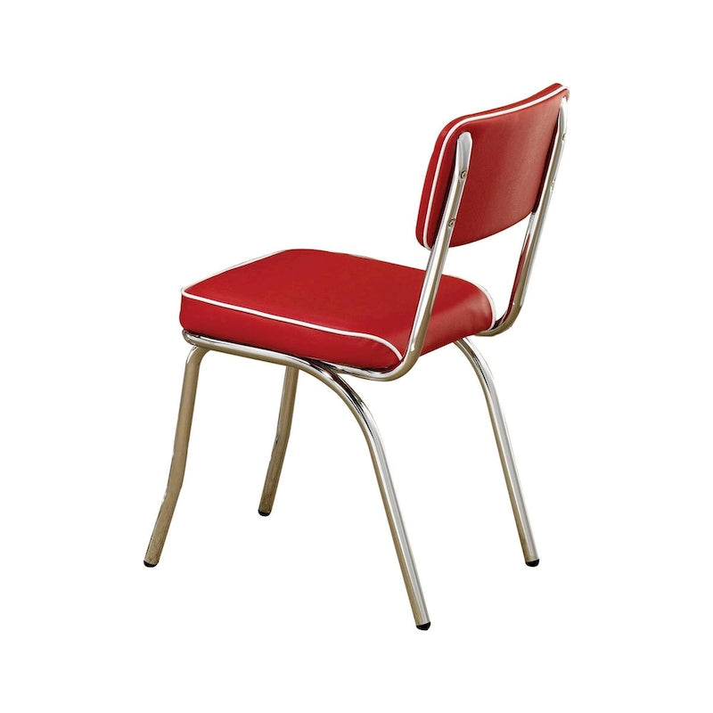 Chaise d’appoint de salle à manger rétro métallique rembourrée en cuir, lot de 2 - 32.5 H x 21 W x 17 L pouces