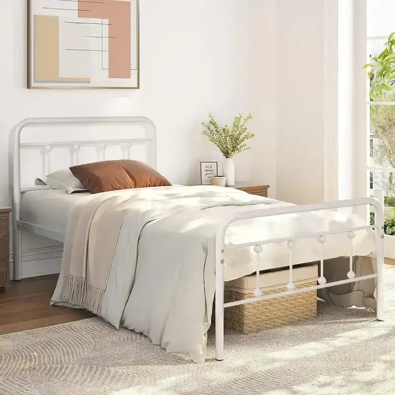 Metal Platform Bed Frame with Headboard and Footboard, No Box Spring Needed