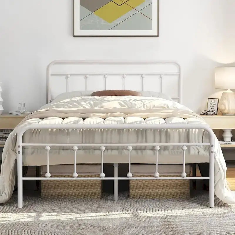 Metal Platform Bed Frame with Headboard and Footboard, No Box Spring Needed