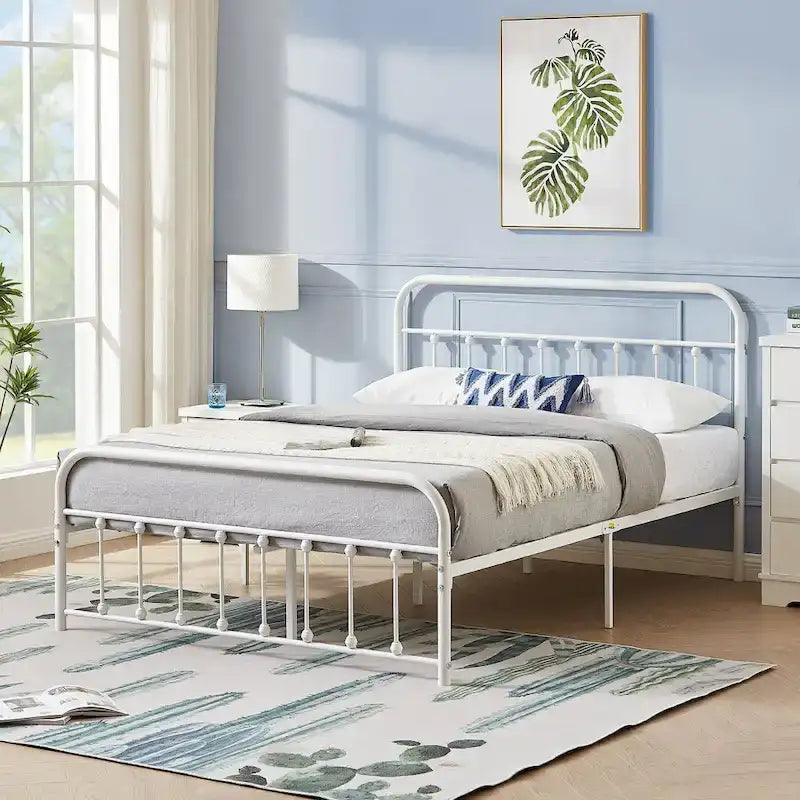 Metal Platform Bed Frame with Headboard and Footboard, No Box Spring Needed