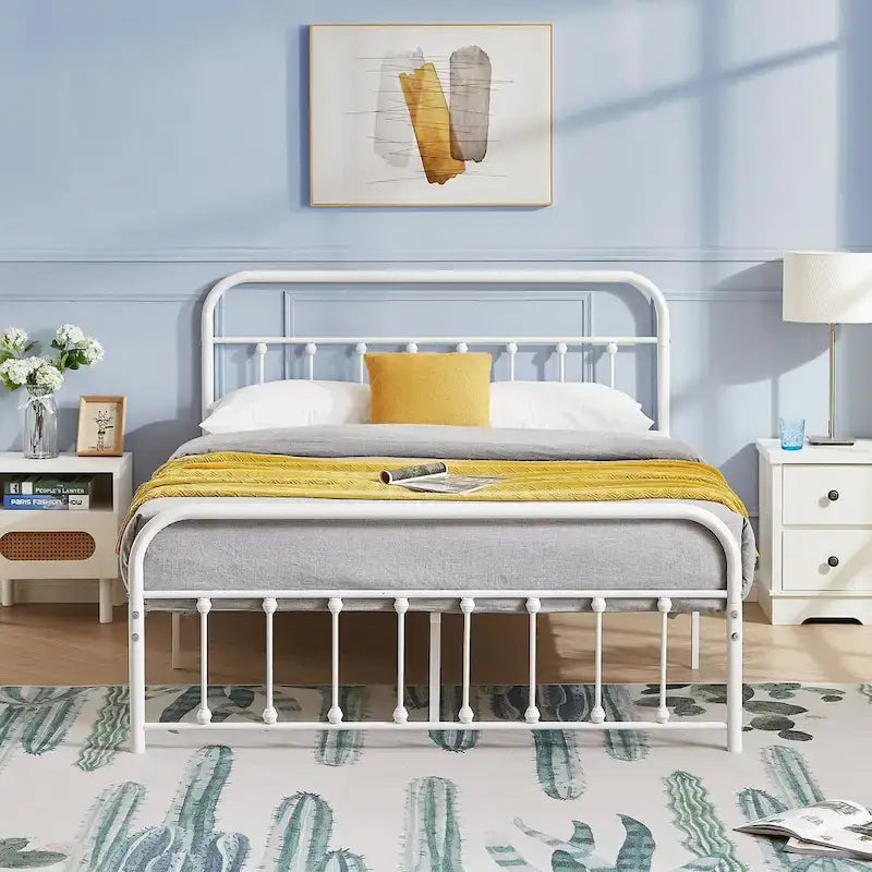 Metal Platform Bed Frame with Headboard and Footboard, No Box Spring Needed