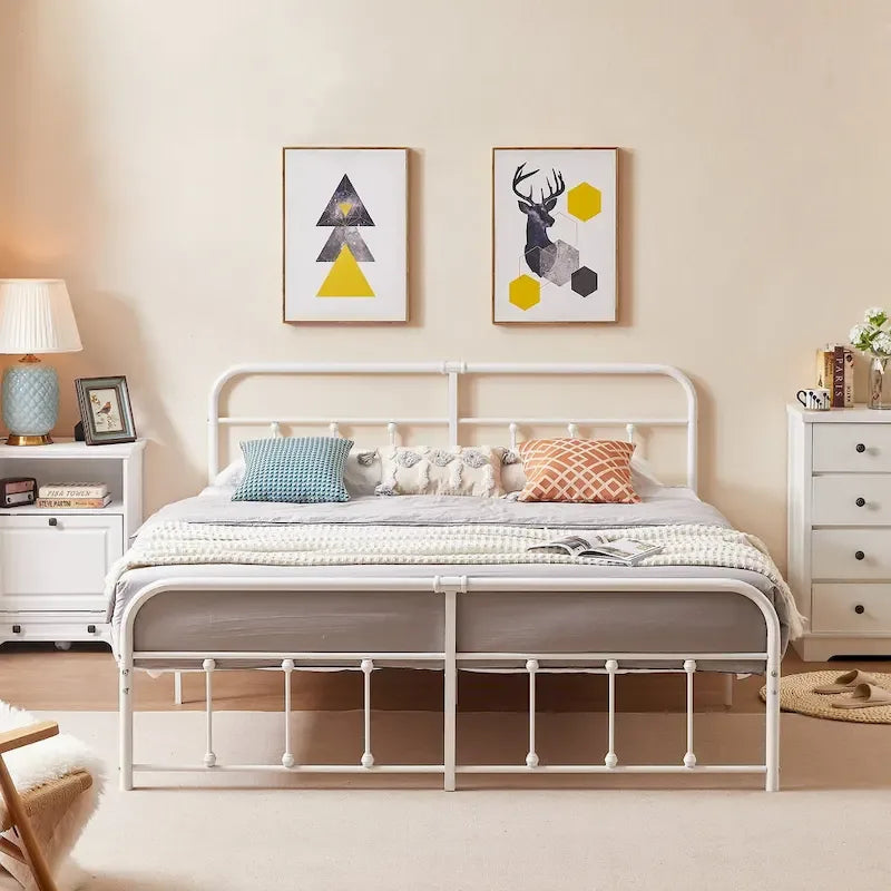 Metal Platform Bed Frame with Headboard and Footboard, No Box Spring Needed