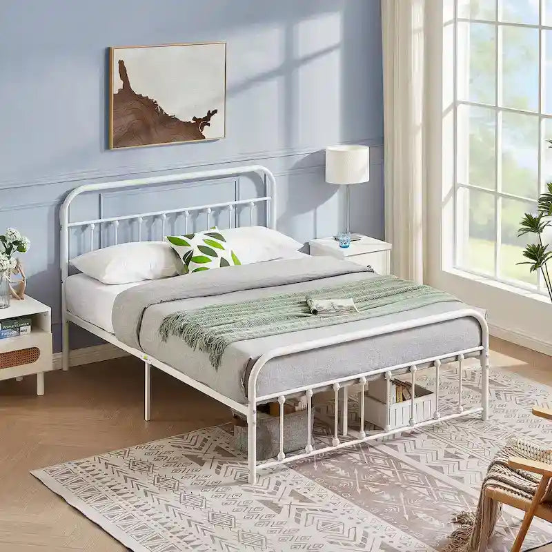 Metal Platform Bed Frame with Headboard and Footboard, No Box Spring Needed