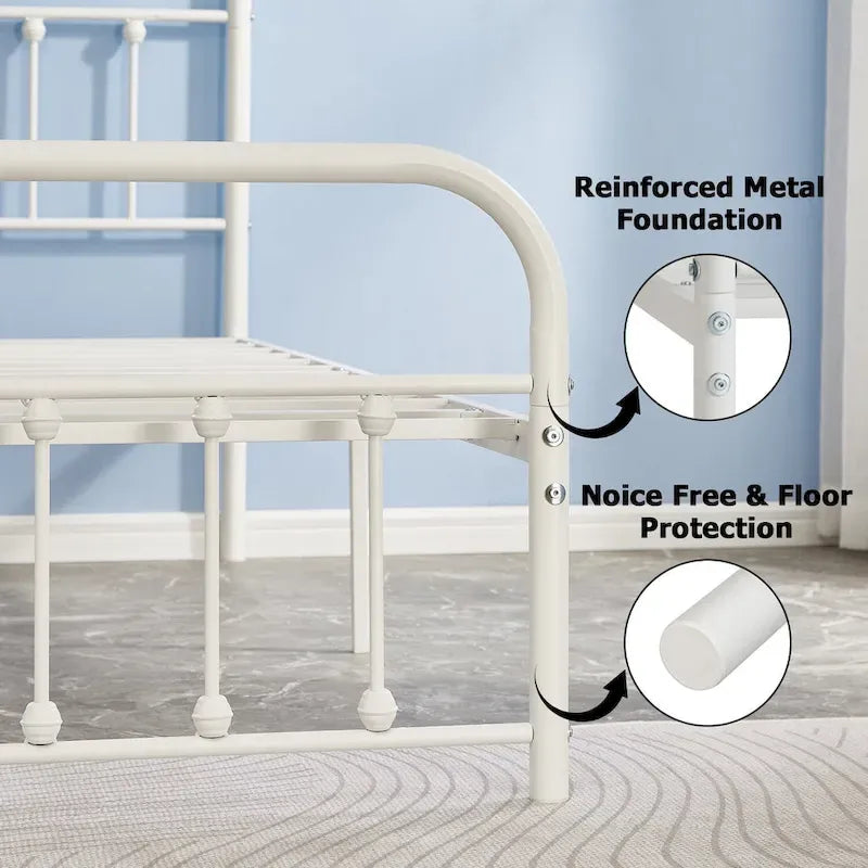 Metal Platform Bed Frame with Headboard and Footboard, No Box Spring Needed