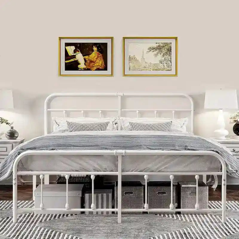 Metal Platform Bed Frame with Headboard and Footboard, No Box Spring Needed