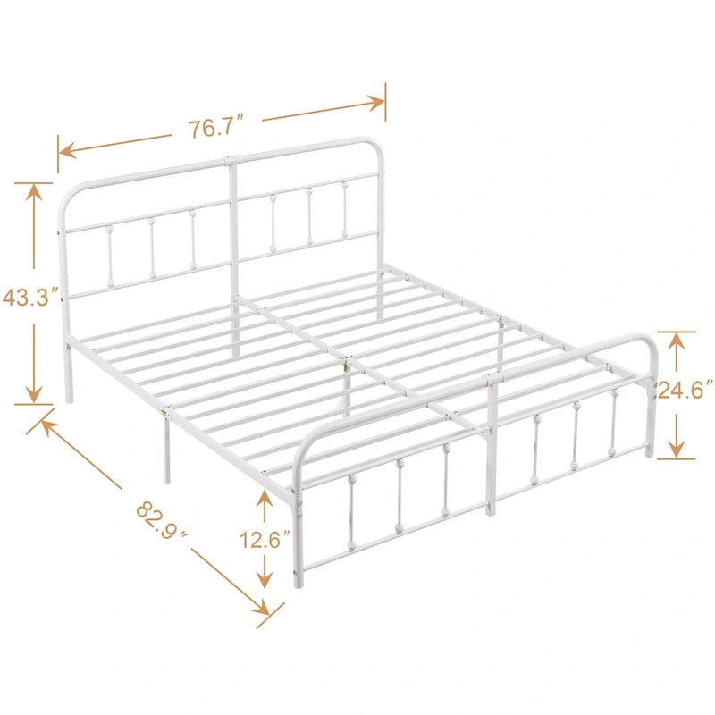 Metal Platform Bed Frame with Headboard and Footboard, No Box Spring Needed