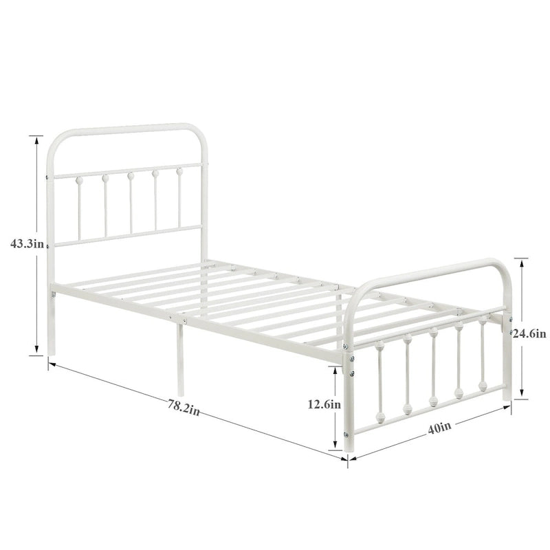Metal Platform Bed Frame with Headboard and Footboard, No Box Spring Needed