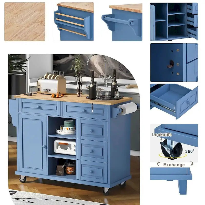 53 Rolling Mobile Island Kitchen Island Cart