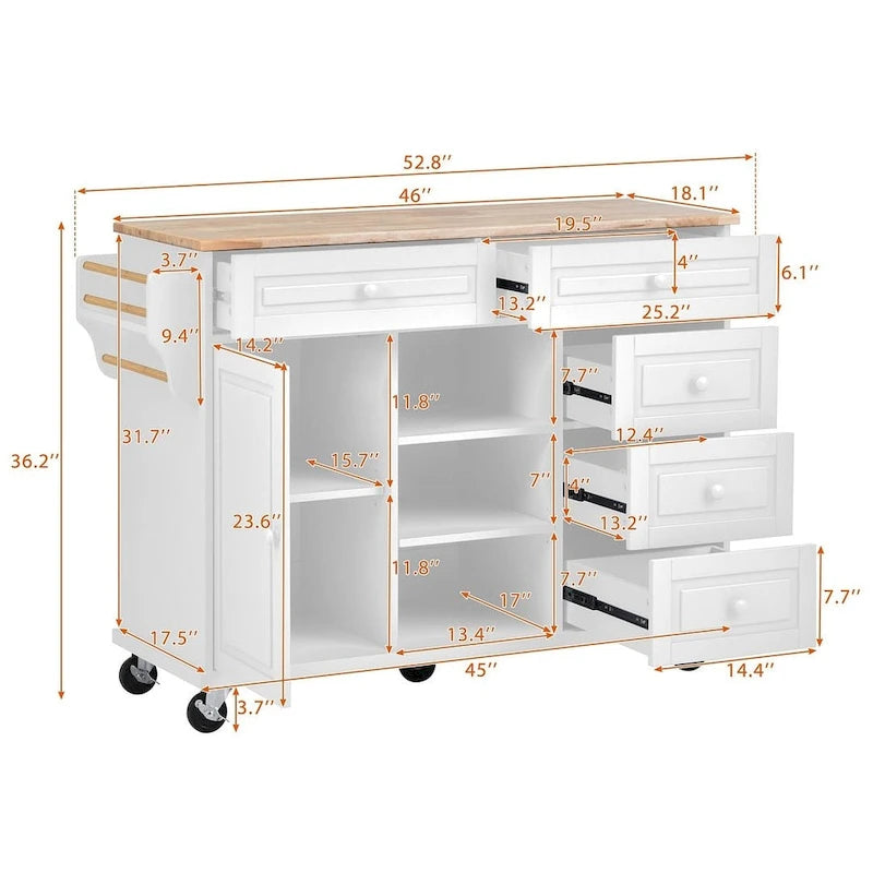 53 Rolling Mobile Island Kitchen Island Cart