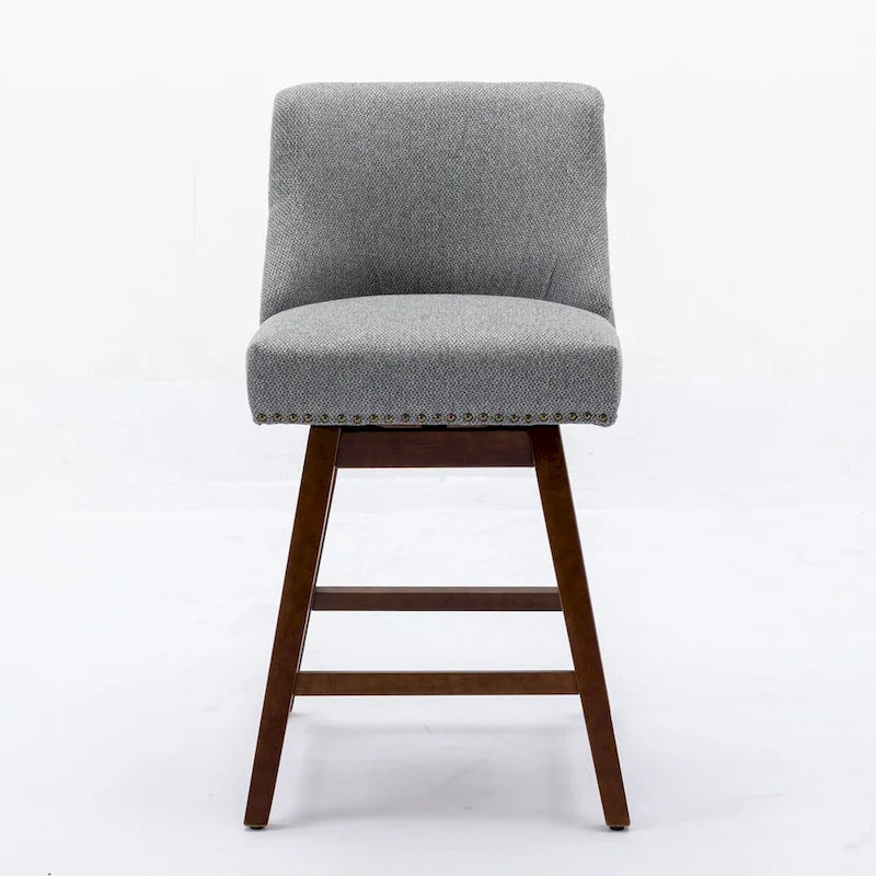 Counter Height Swivel Barstools, 26 H Seat Height Upholstered Bar Stools Set of 2, Fabric