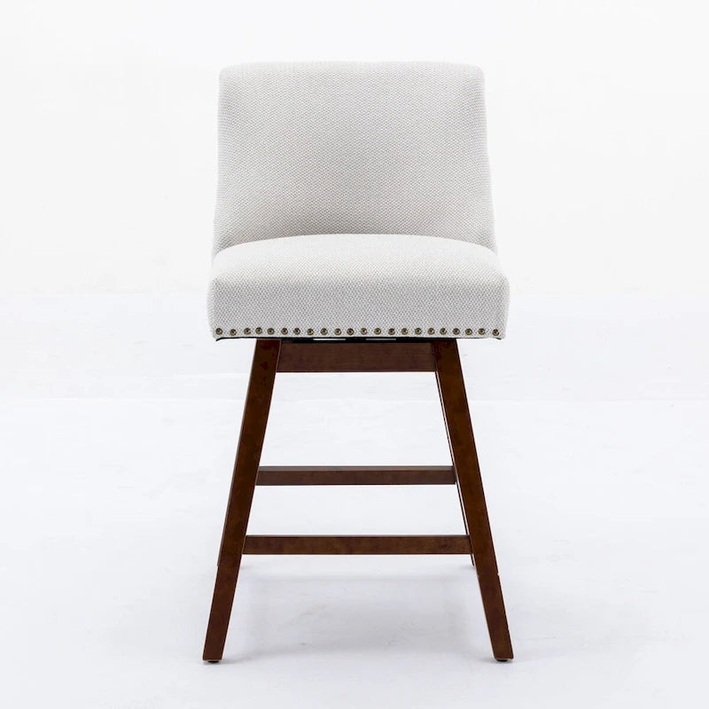 Counter Height Swivel Barstools, 26 H Seat Height Upholstered Bar Stools Set of 2, Fabric