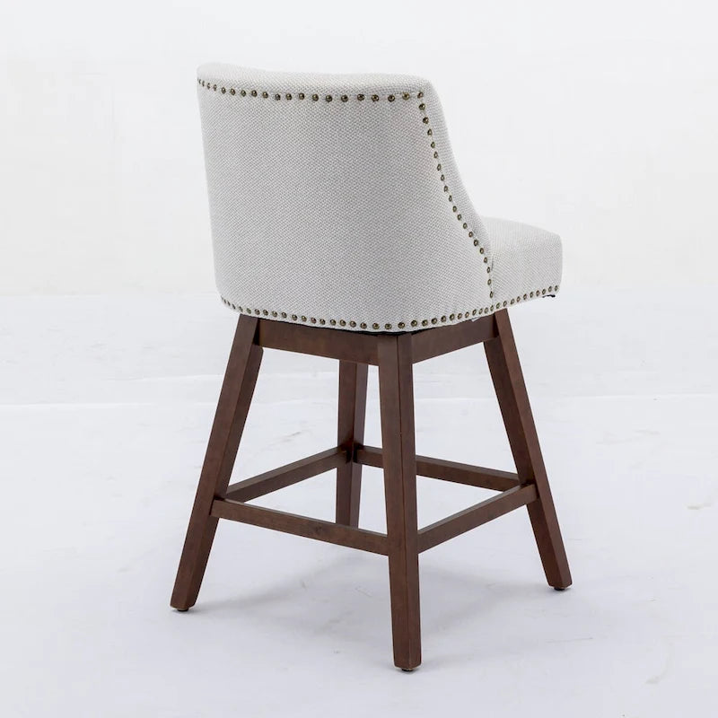 Counter Height Swivel Barstools, 26 H Seat Height Upholstered Bar Stools Set of 2, Fabric