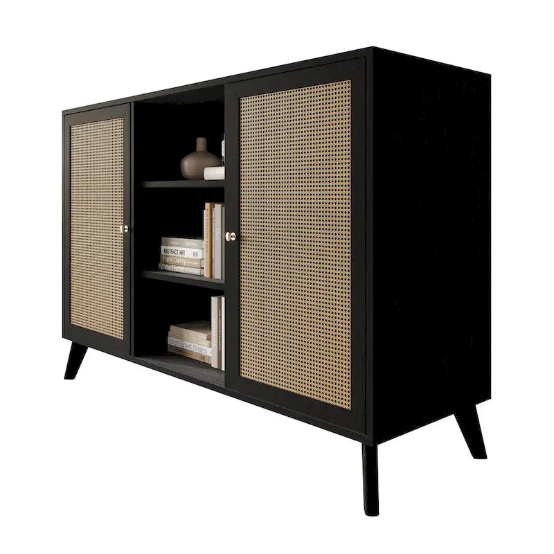 Mid-Century Modern Black SideBoard Cabinet