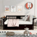 Full-size Daybed Sofa Bed with Two Drawers, Handrails, and Wood Slat Support