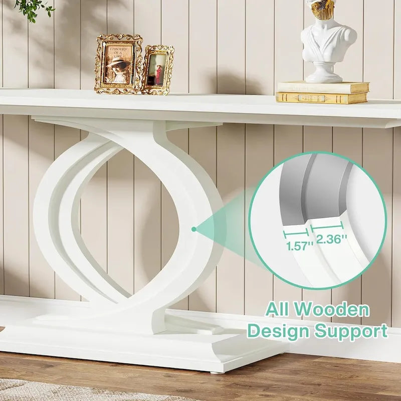 White Farmhouse Console Table for Living Room