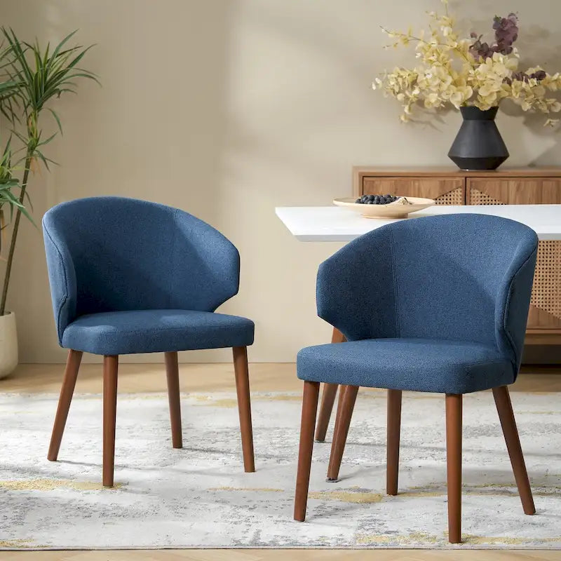 Mid-Century Modern Dining Chair with Wing Back Solid Wood Legs Set of 2