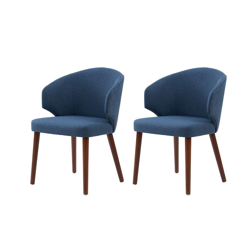 Mid-Century Modern Dining Chair with Wing Back Solid Wood Legs Set of 2