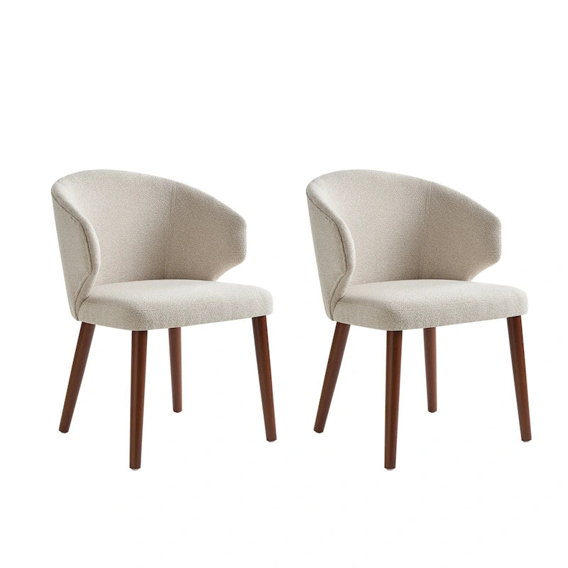 Mid-Century Modern Dining Chair with Wing Back Solid Wood Legs Set of 2