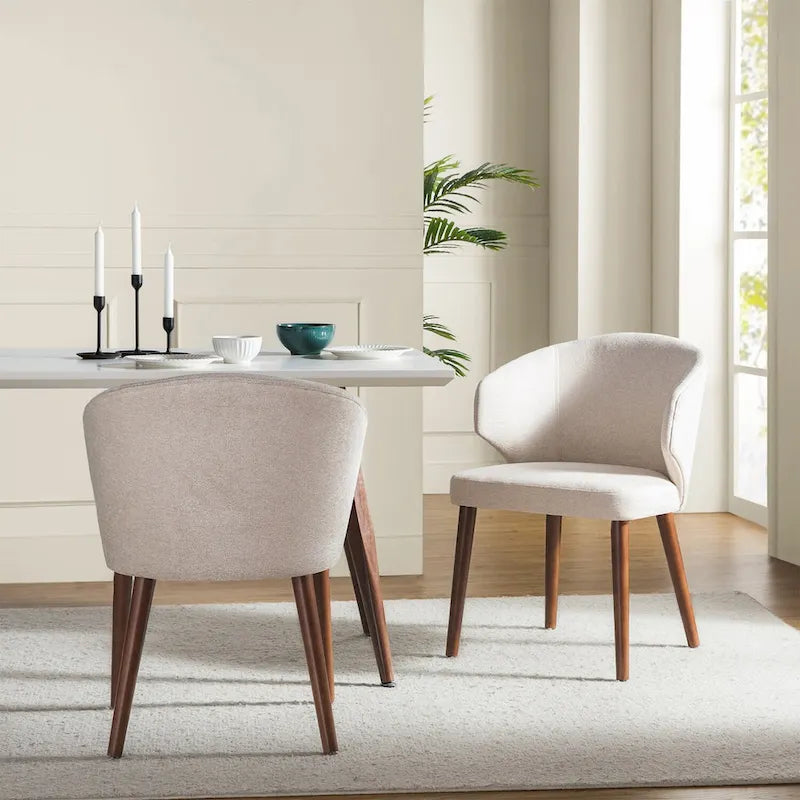 Mid-Century Modern Dining Chair with Wing Back Solid Wood Legs Set of 2