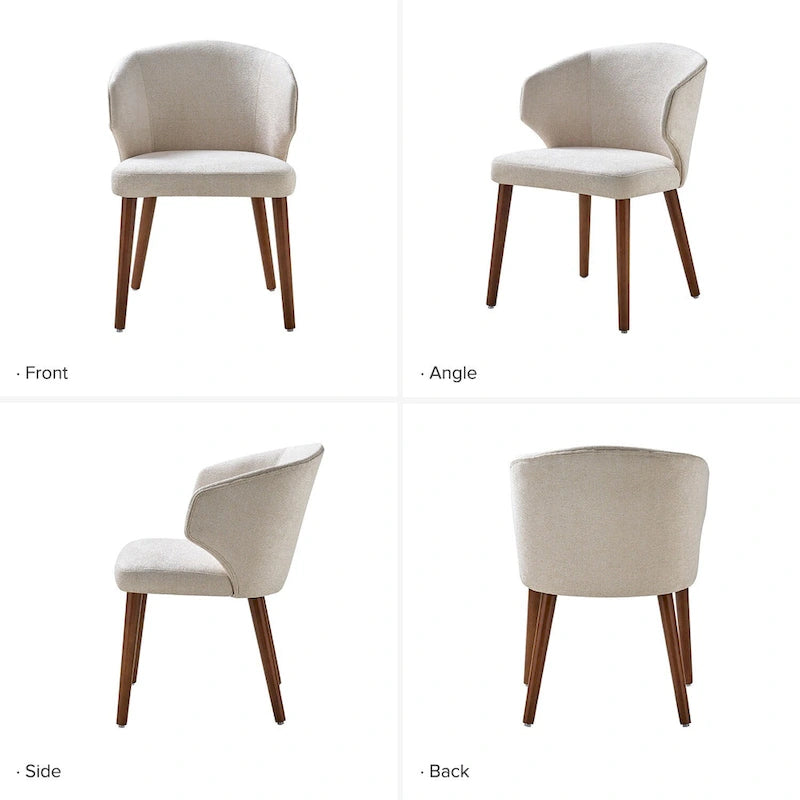 Mid-Century Modern Dining Chair with Wing Back Solid Wood Legs Set of 2