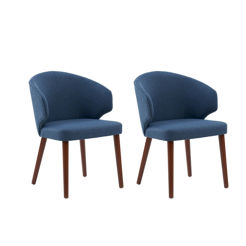 Mid-Century Modern Dining Chair with Wing Back Solid Wood Legs Set of 2