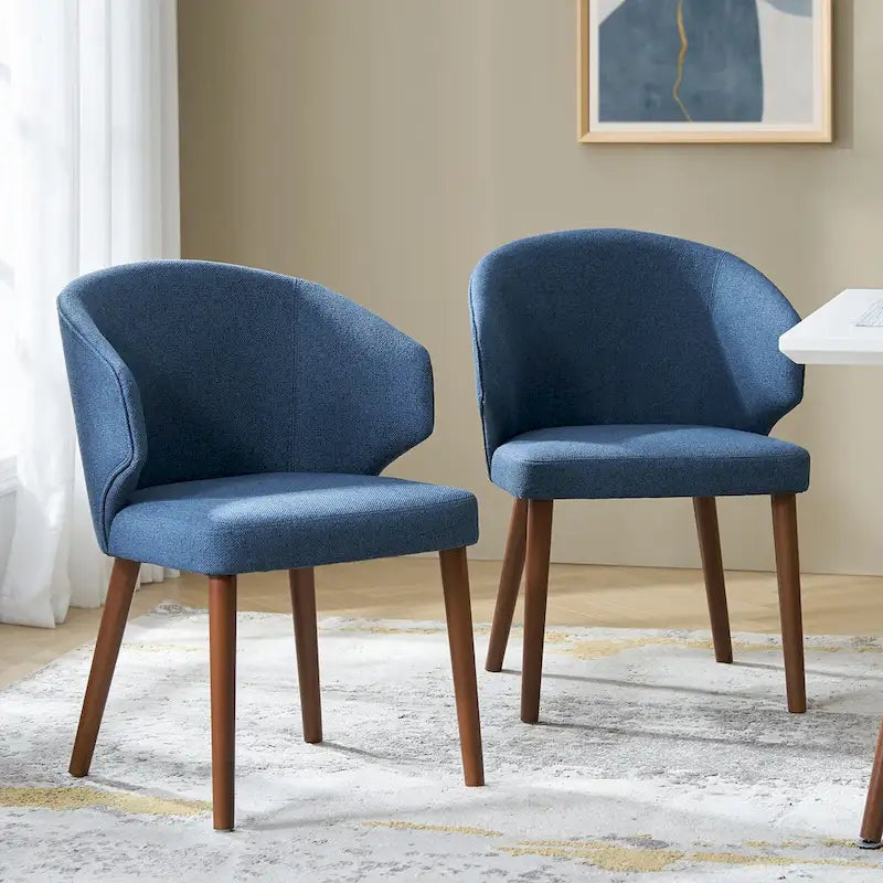Mid-Century Modern Dining Chair with Wing Back Solid Wood Legs Set of 2