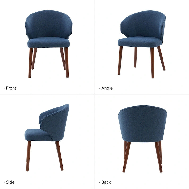 Mid-Century Modern Dining Chair with Wing Back Solid Wood Legs Set of 2