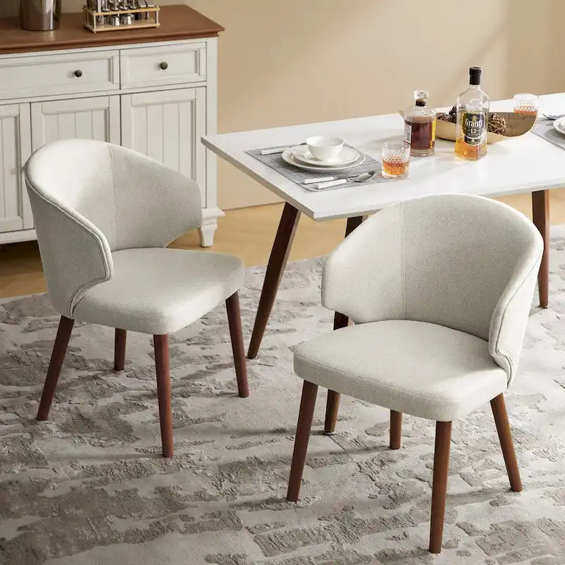 Mid-Century Modern Dining Chair with Wing Back Solid Wood Legs Set of 2