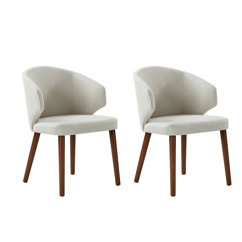 Mid-Century Modern Dining Chair with Wing Back Solid Wood Legs Set of 2
