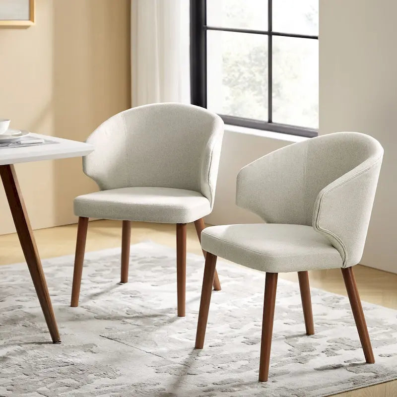 Mid-Century Modern Dining Chair with Wing Back Solid Wood Legs Set of 2