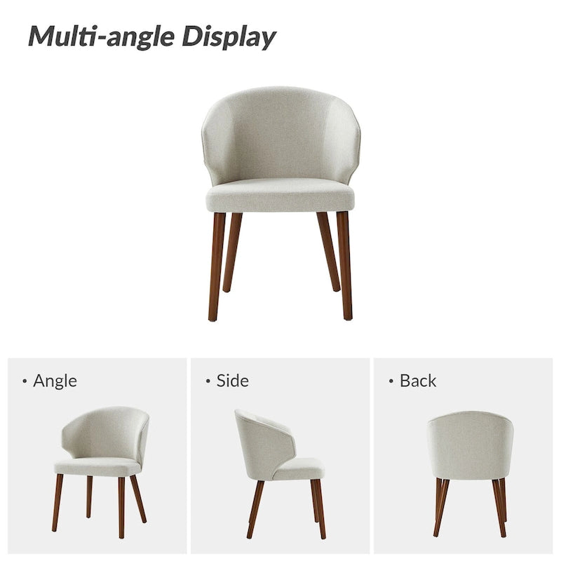 Mid-Century Modern Dining Chair with Wing Back Solid Wood Legs Set of 2