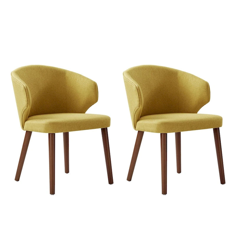 Mid-Century Modern Dining Chair with Wing Back Solid Wood Legs Set of 2