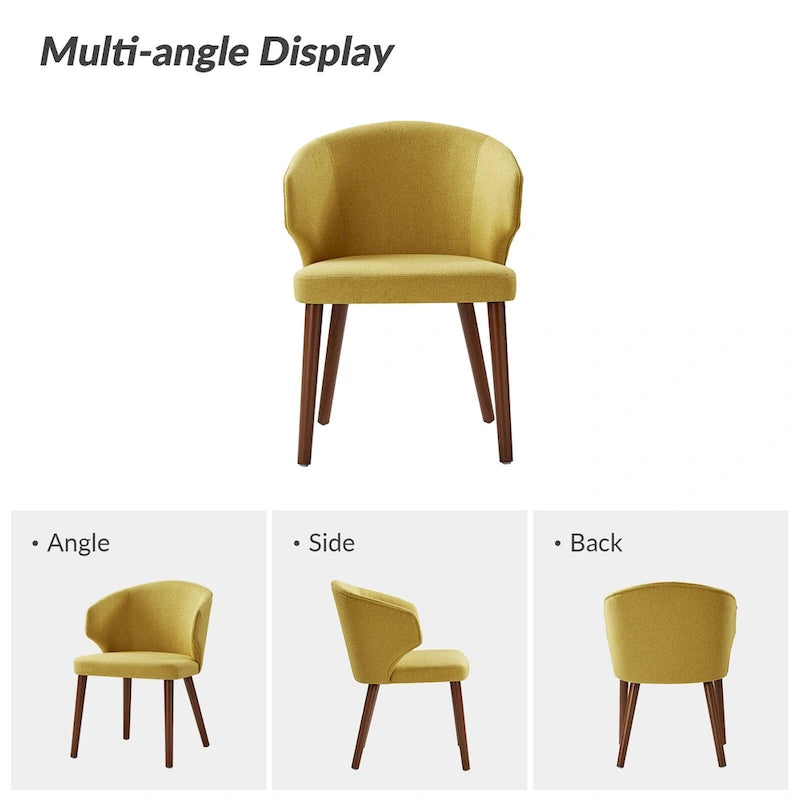 Mid-Century Modern Dining Chair with Wing Back Solid Wood Legs Set of 2