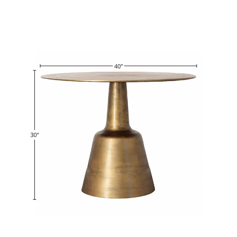 40 Wide Cast Aluminum Dining Table, Gold