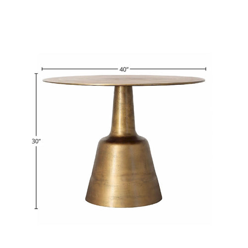 Table de salle à manger en aluminium moulé de 40 de largeur, dorée